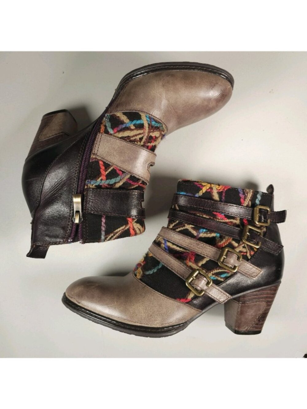 L' ARTISTE Spring Step Ankle Boots Heeled Strappy Colorful Size 39 US 8.5 - Picture 7 of 11